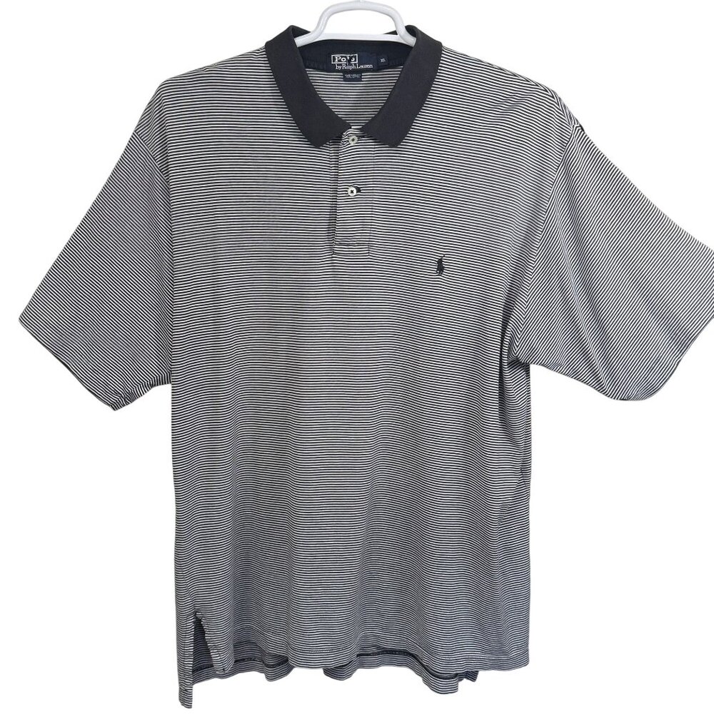 Polo Ralph Lauren Mens Striped Polo Shirt Black White XL Classic Pique Cotton